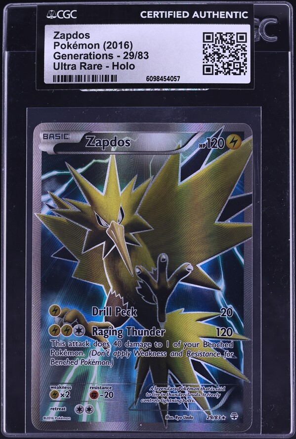 1999 Pokemon Base Set Shadowless 1st Edition Holo Zapdos #16 CGC 4.5 VGEX+ on Fanatics Collect 1999 Pokemon Base Set Shadowless 1st Edition Holo Zapdos #16 CGC 4.5 VGEX+ on Fanatics Collect