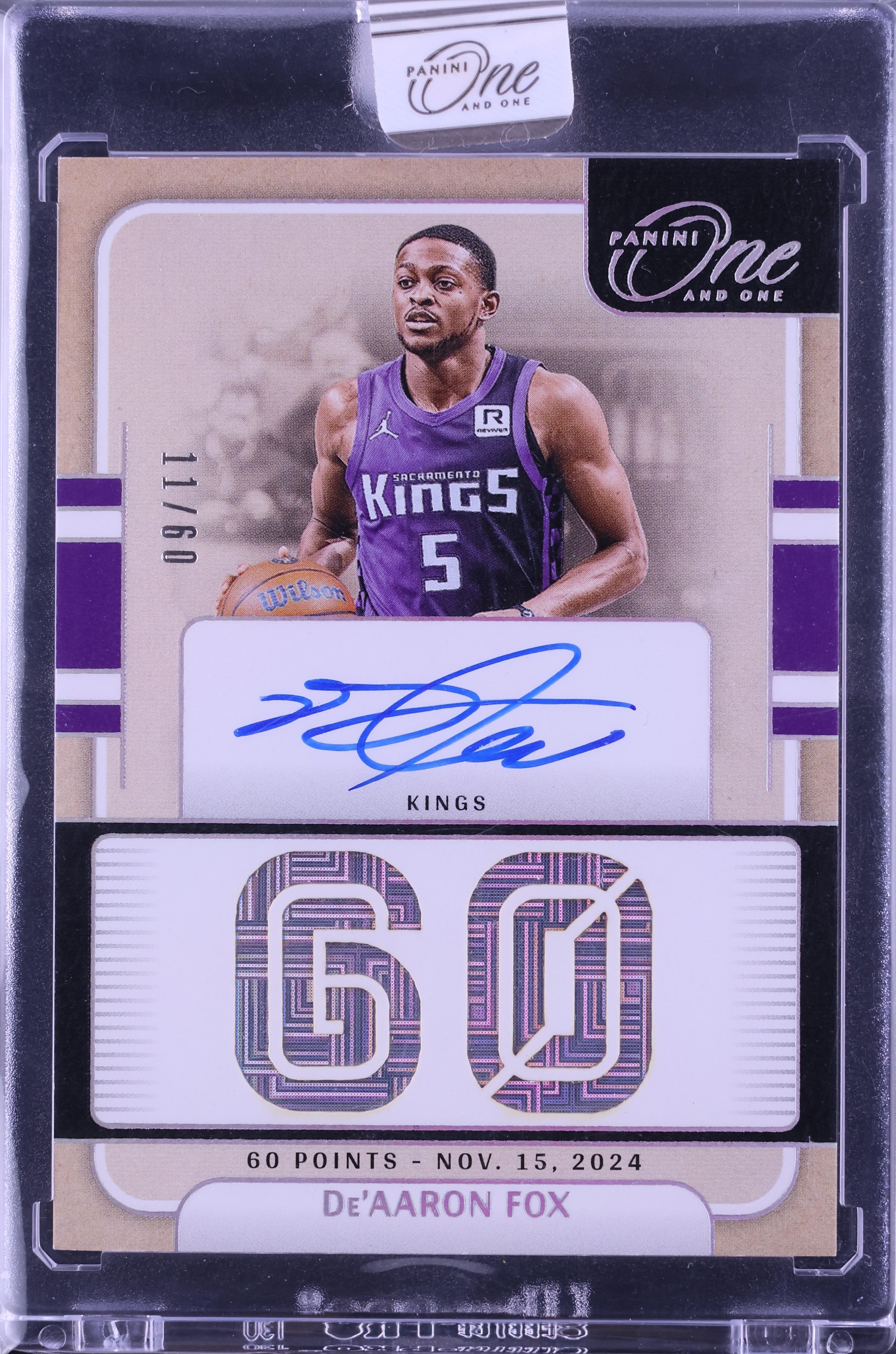 2024 Panini One And One Stats De'Aaron Fox AUTO /60 #OSA-FOX CGC