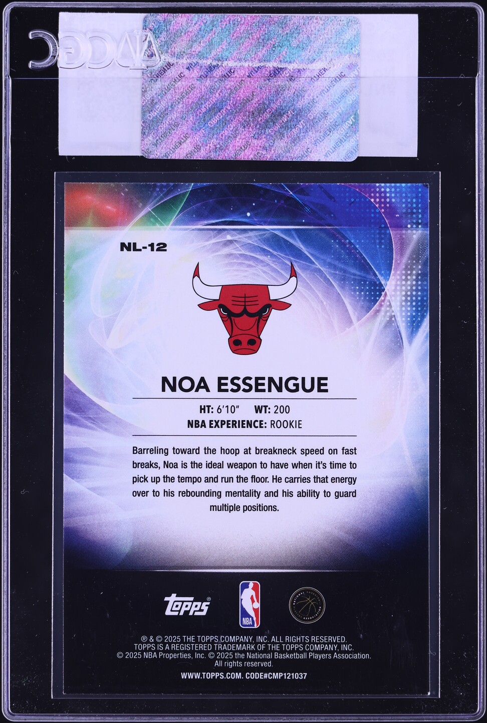 2025 Topps No Limit Noa Essengue ROOKIE #NL-12 CGC AUTH