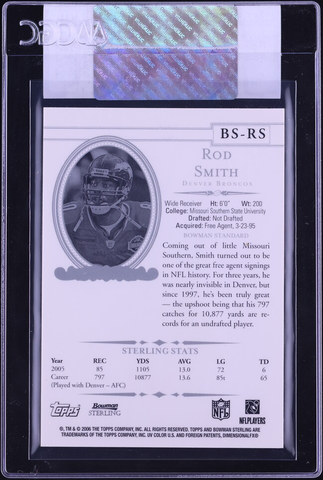 2006 Bowman Sterling Rod Smith PATCH #BS-RS CGC AUTH on Fanatics