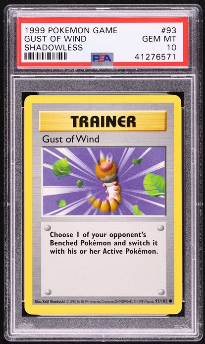 1999 Pokemon Base Set Shadowless Gust Of Wind #93 PSA 10 GEM MINT