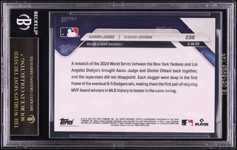 2025 Topps Now Aaron Judge & Shohei Ohtani #239 BGS 10 PRISTINE, BLACK LABEL
