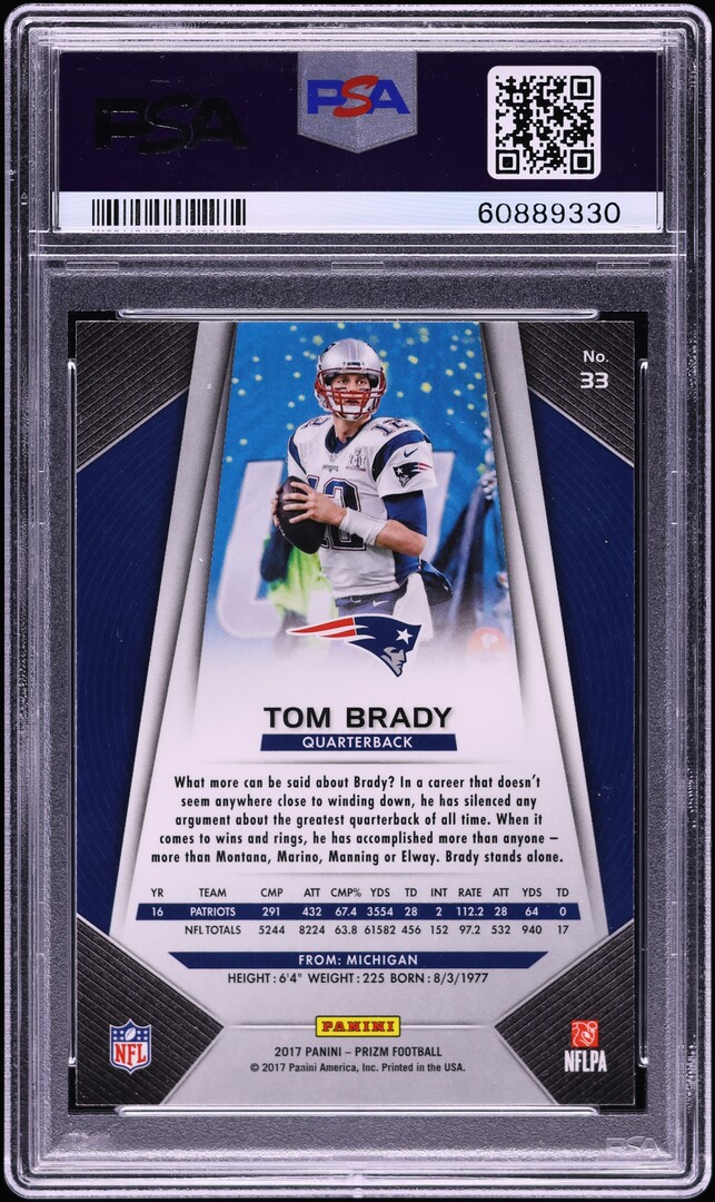 2017 Panini Prizm Tom Brady #33 PSA 10 GEM MINT