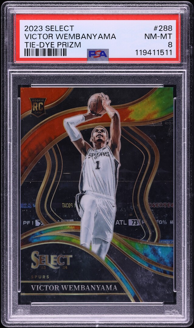 2023 Select Courtside Tie-Dye Prizm Victor Wembanyama ROOKIE /25 #288 PSA 8 NM-MT