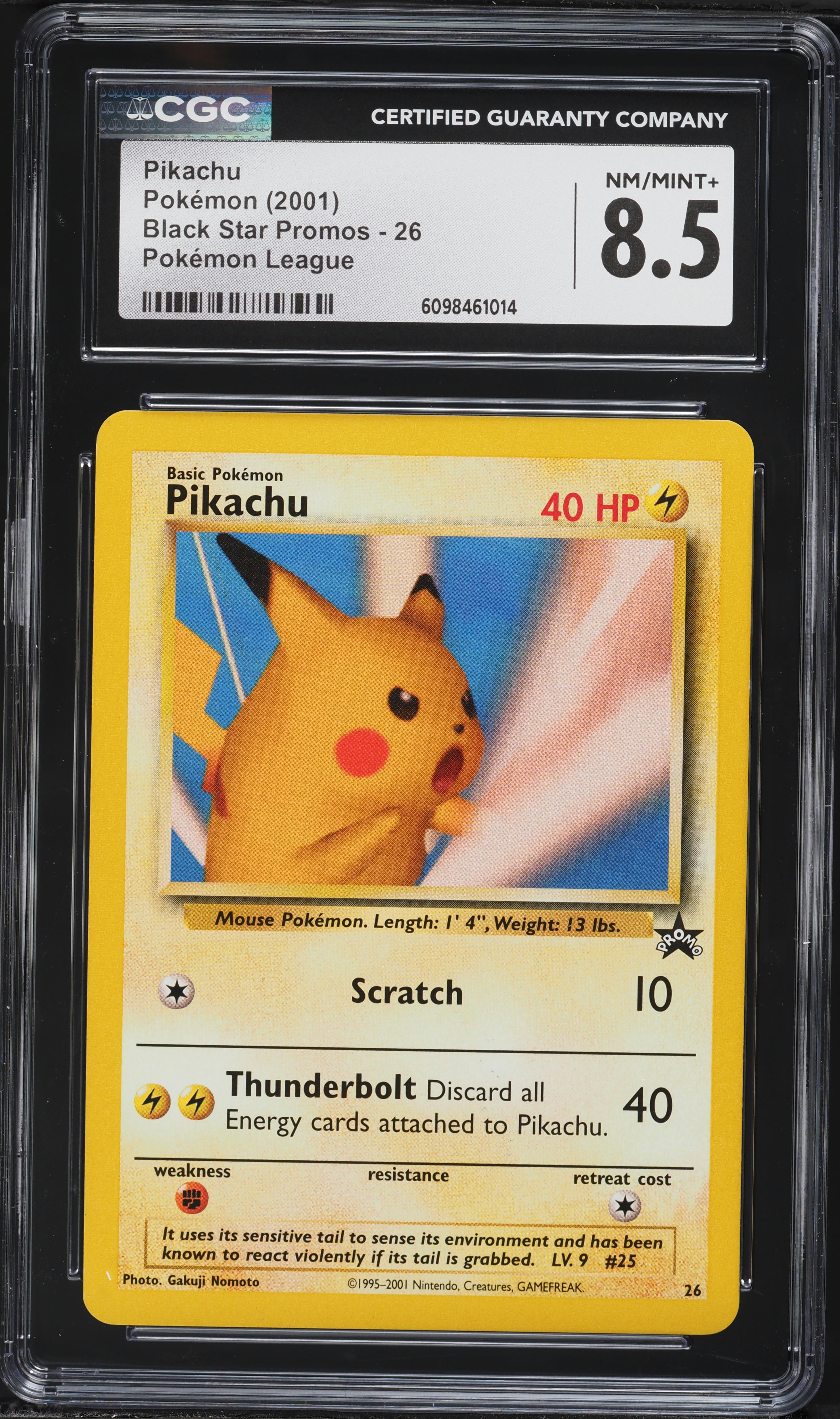 Pikachu Black Star Promo #26 Pokemon Card  Near Mint  Wizards Of The  Coast Vintage 2001 Pikachu Promo