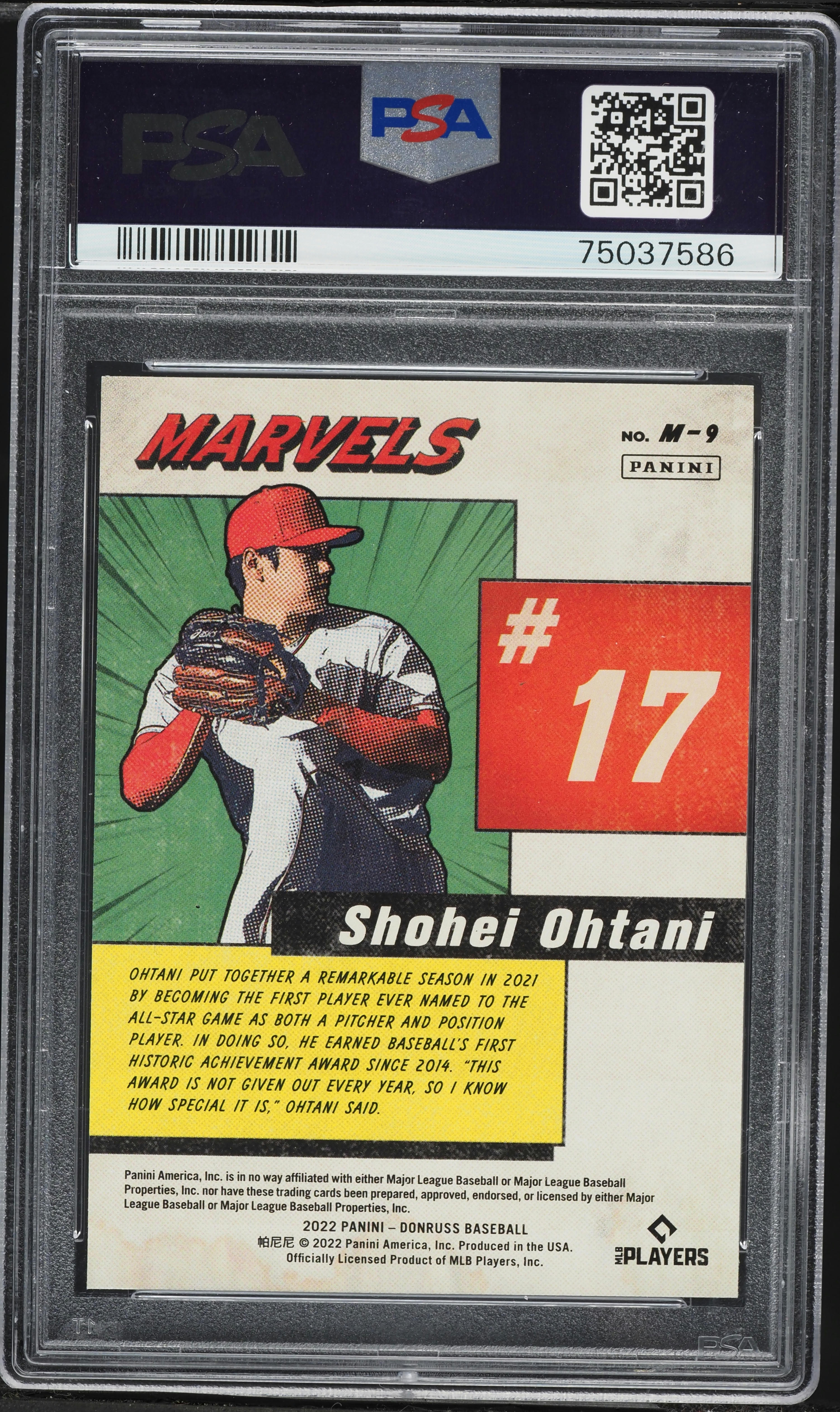 2022 Donruss Marvels Rapture Shohei Ohtani #M-9 PSA 10 GEM MINT on