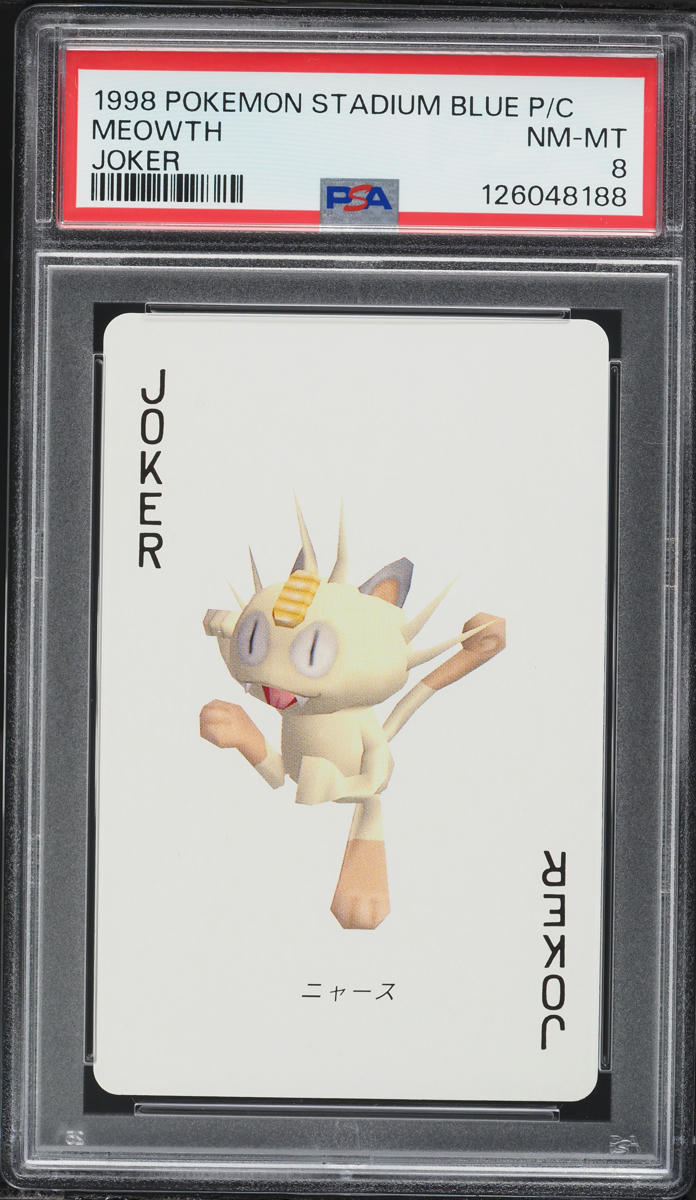 1998 Pokemon Japanese Stadium Blue Version Playing Cards Joker Meowth PSA 8 NM-MT on Fanatics Collect 1998 Pokemon Japanese Stadium Blue Version Playing Cards Joker Meowth PSA 8 NM-MT on Fanatics Collect