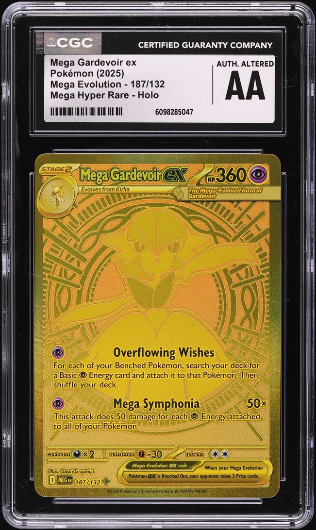 2025 Pokemon Mega Evolution Mega Gold Rare Mega Gardevoir ex #187 CGC ALTERED AUTH