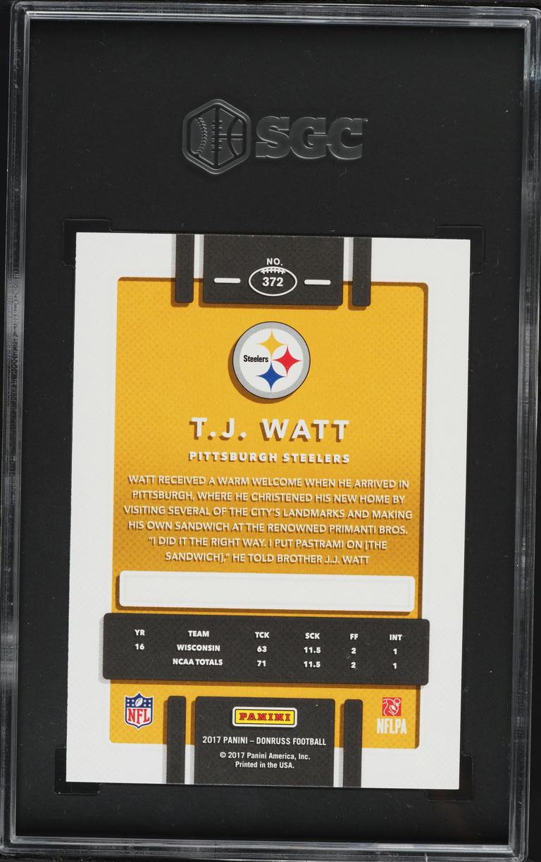 2017 Donruss TJ Watt ROOKIE #372 SGC 9.5 MINT+