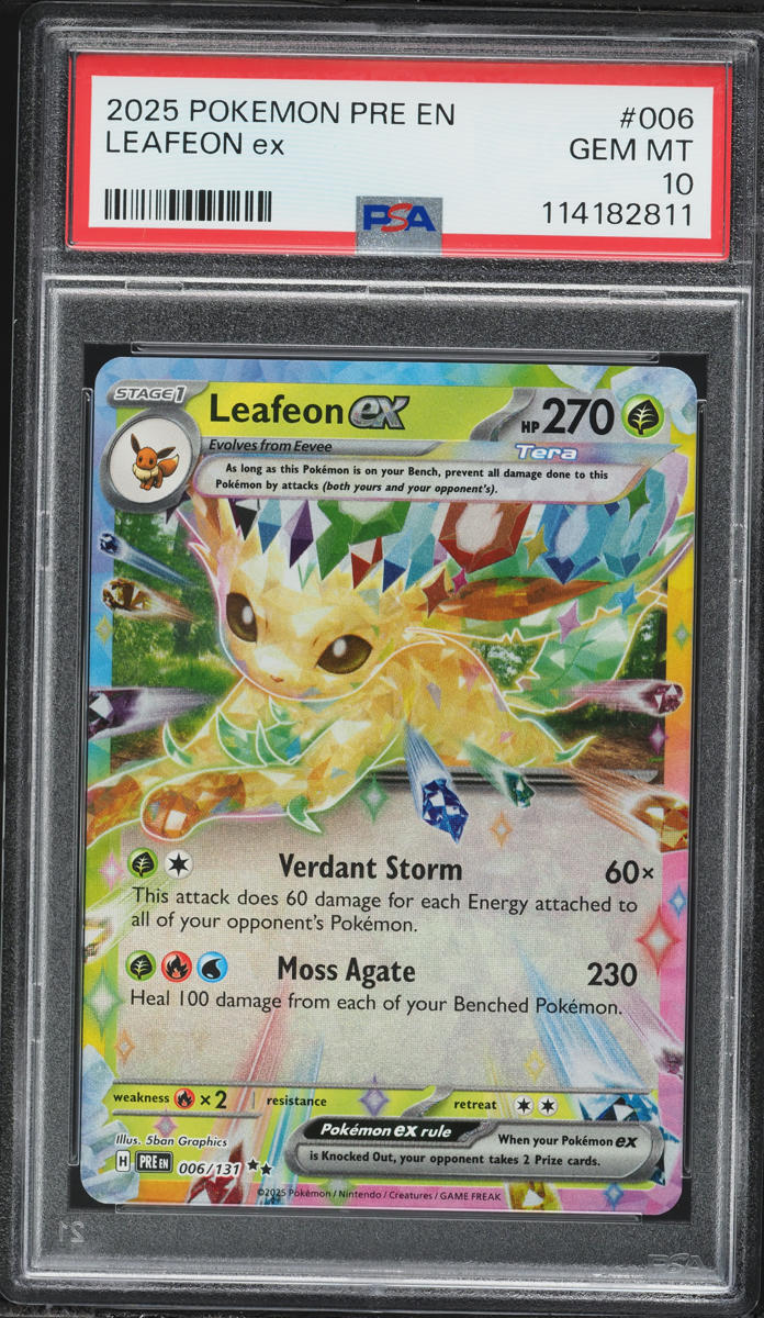 2025 Pokemon Scarlet & Violet Prismatic Evolutions Holo Leafeon EX #6 PSA 10 GEM MINT