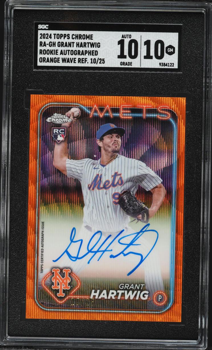 2024 Topps Chrome Orange Wave Refractor Grant Hartwig ROOKIE AUTO /25 #RA-GH SGC 10 GEM MINT
