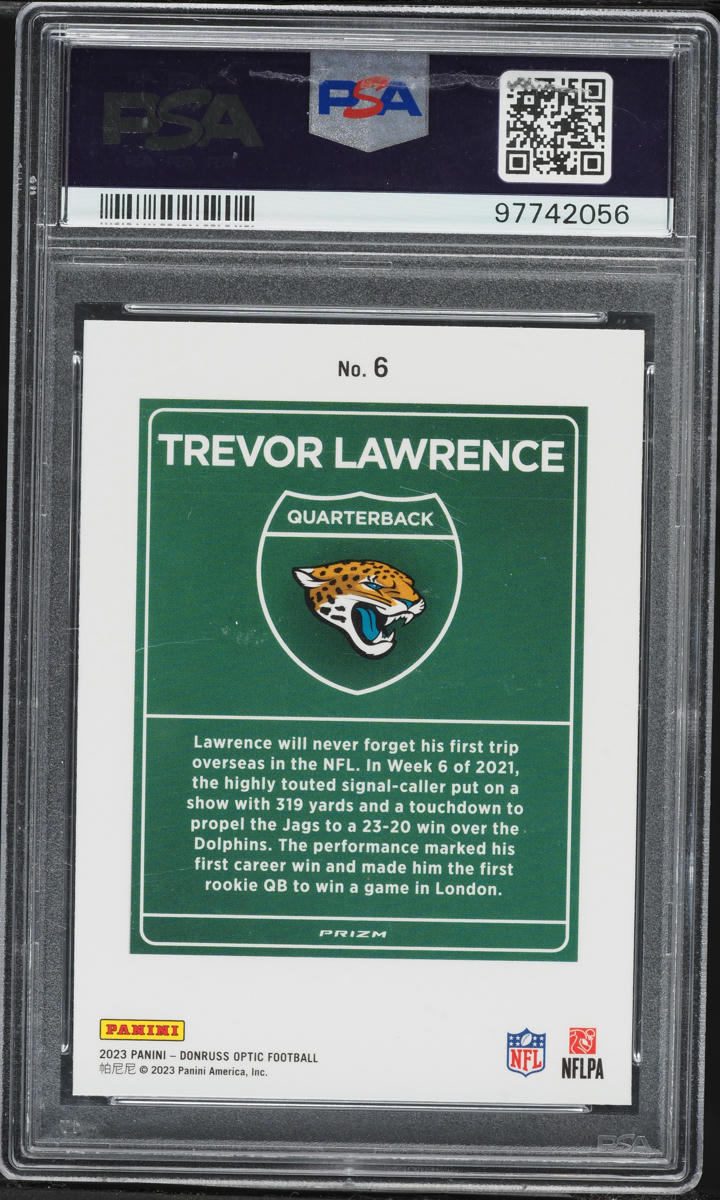 2023 Donruss Optic International Downtown Trevor Lawrence #6 PSA 10 GEM MINT