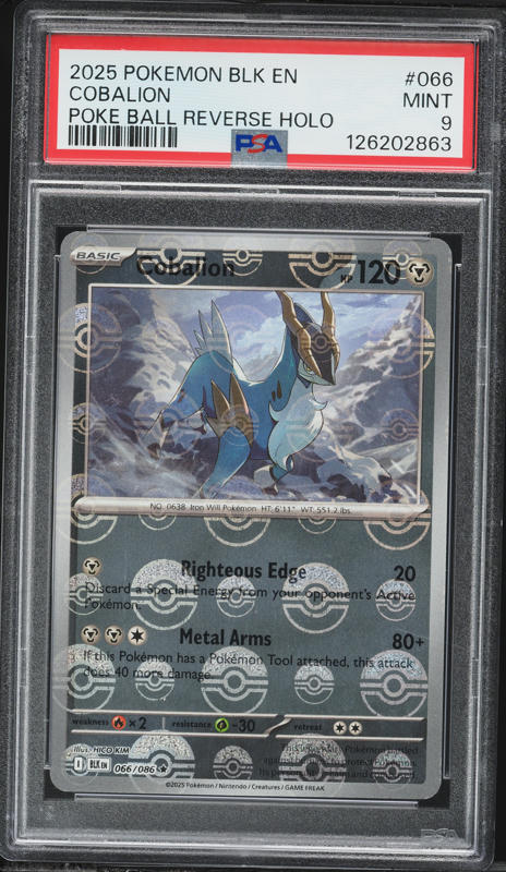 2025 Pokemon Scarlet & Violet Black Bolt Poke Ball Reverse Holo Cobalion #066 PSA 9 MINT