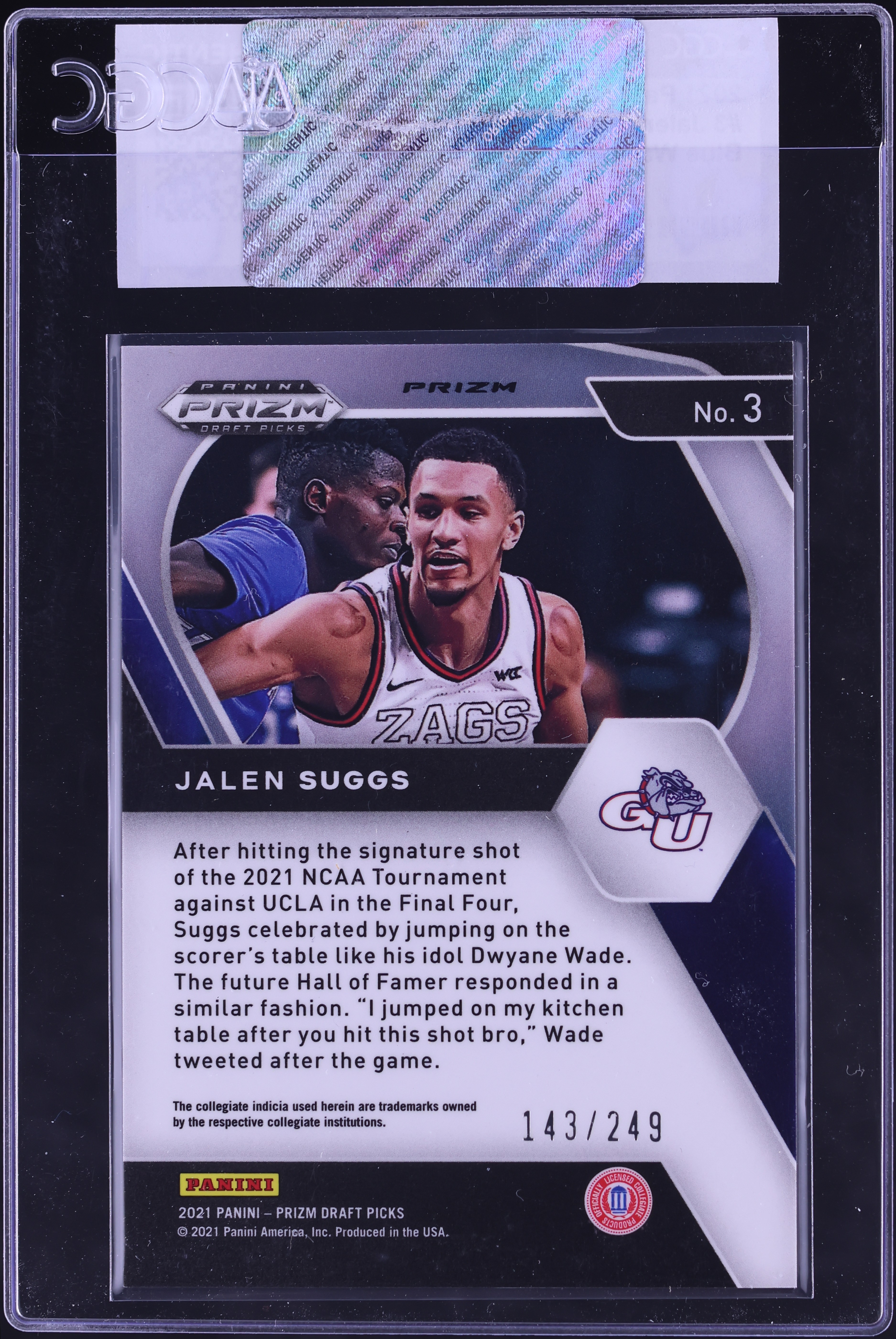 2021 Panini Prizm Draft Picks Blue Wave Jalen Suggs ROOKIE /249 #3