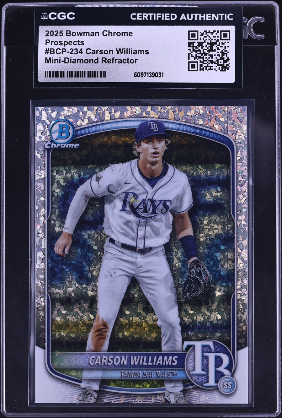 2025 Bowman Chrome Prospects Mini-Diamond Refractor Carson Williams #BCP-234 CGC AUTH
