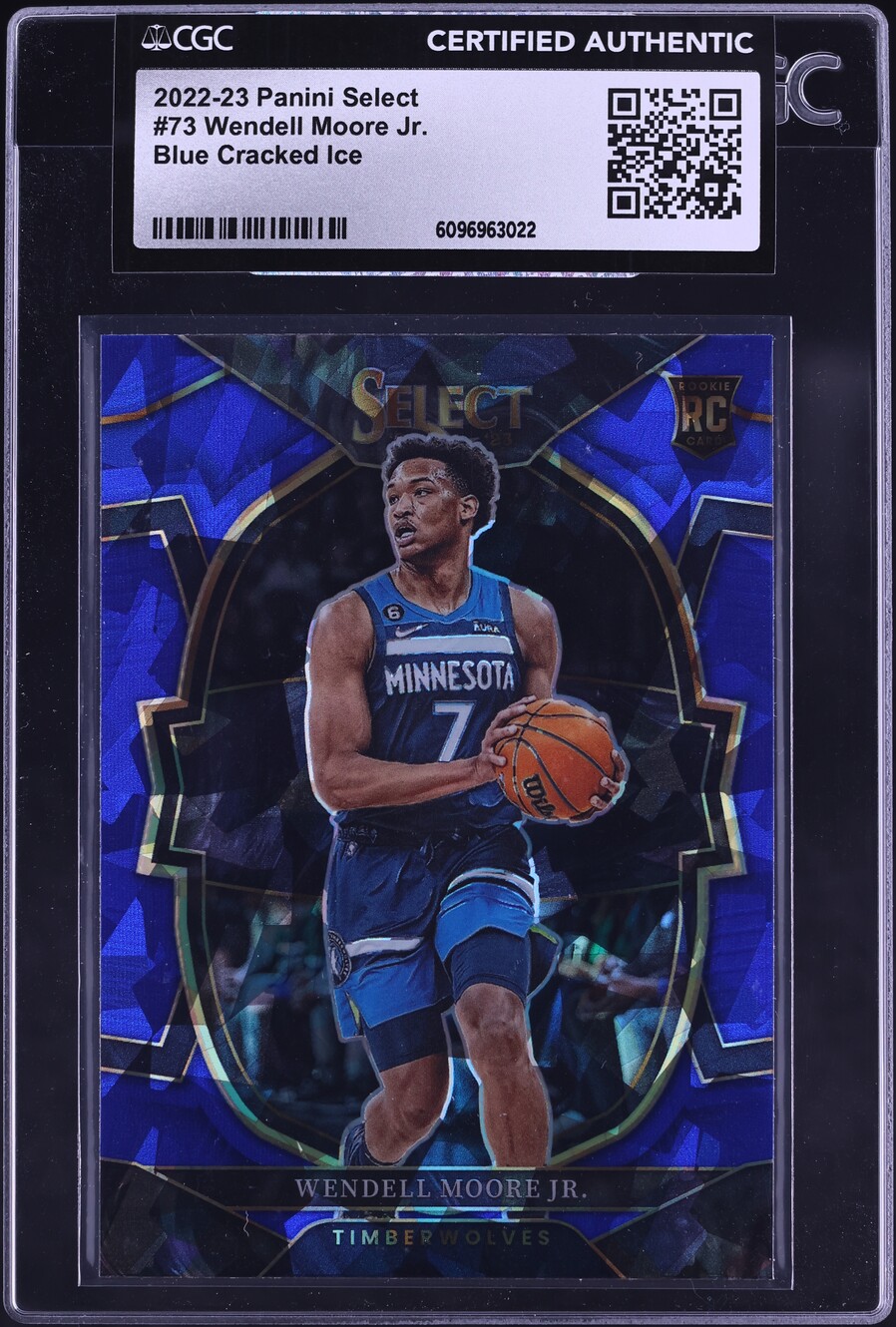 2022 Select Concourse Blue Cracked Ice Wendell Moore Jr. ROOKIE #73 CGC AUTH