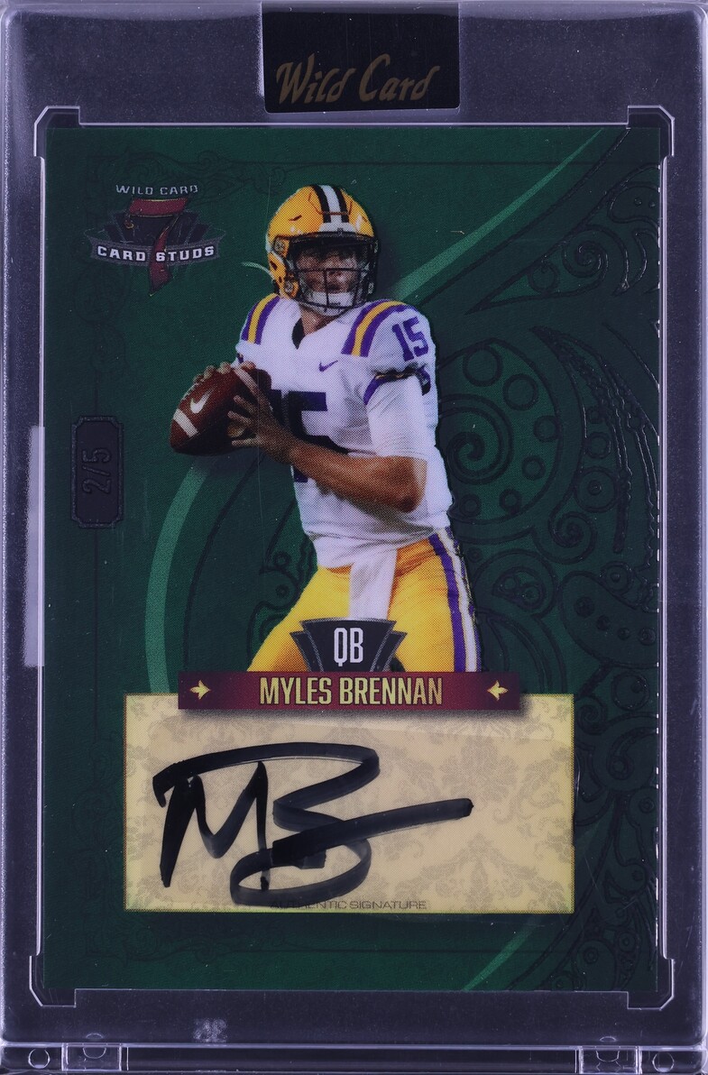 2023 Wild Card 7 Studs Right Spade Silver Foil Green Myles Brennan ROOKIE AUTO /5 CGC AUTH