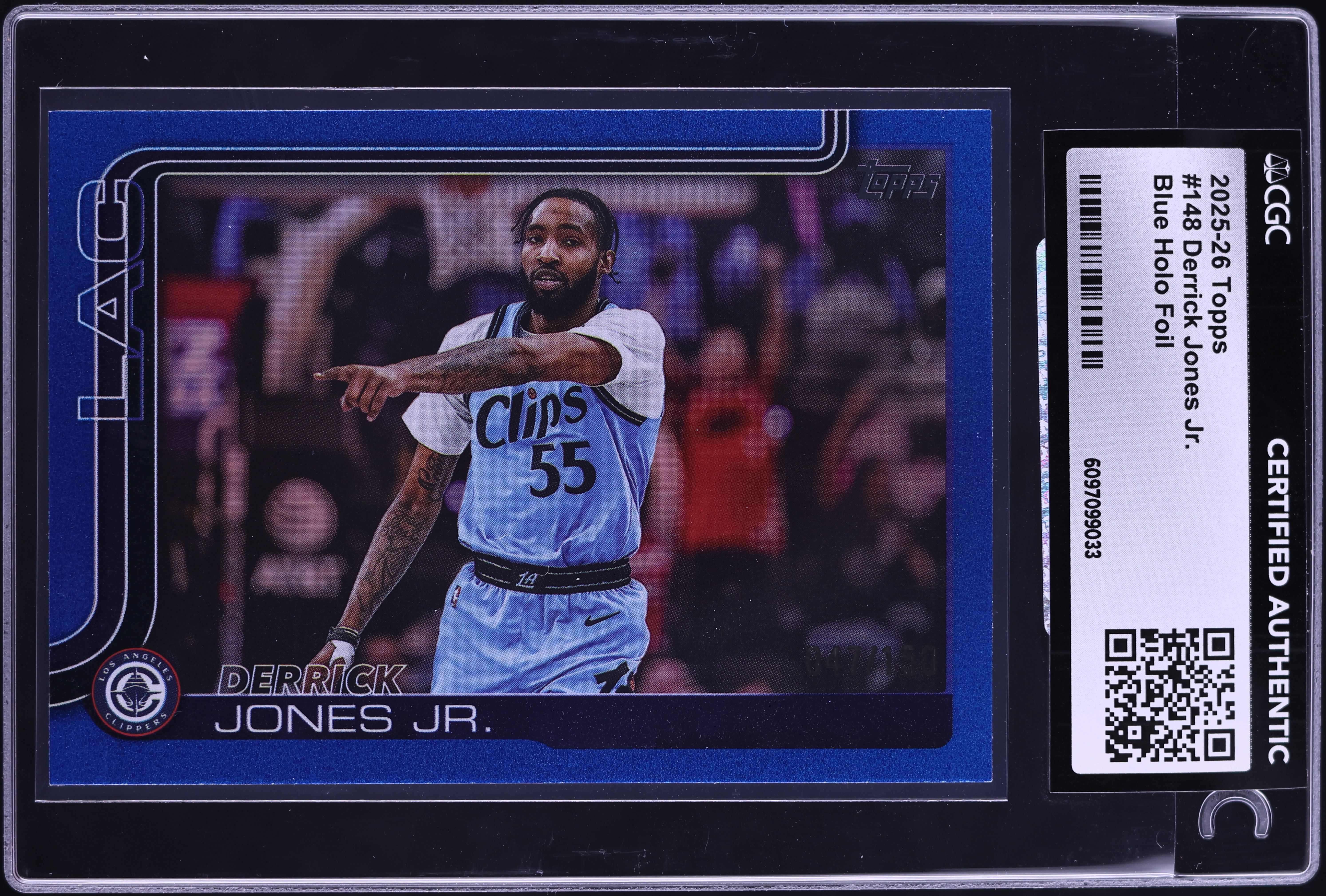2025 Topps Blue Holo Foil Derrick Jones Jr. /199 #148 CGC AUTH on