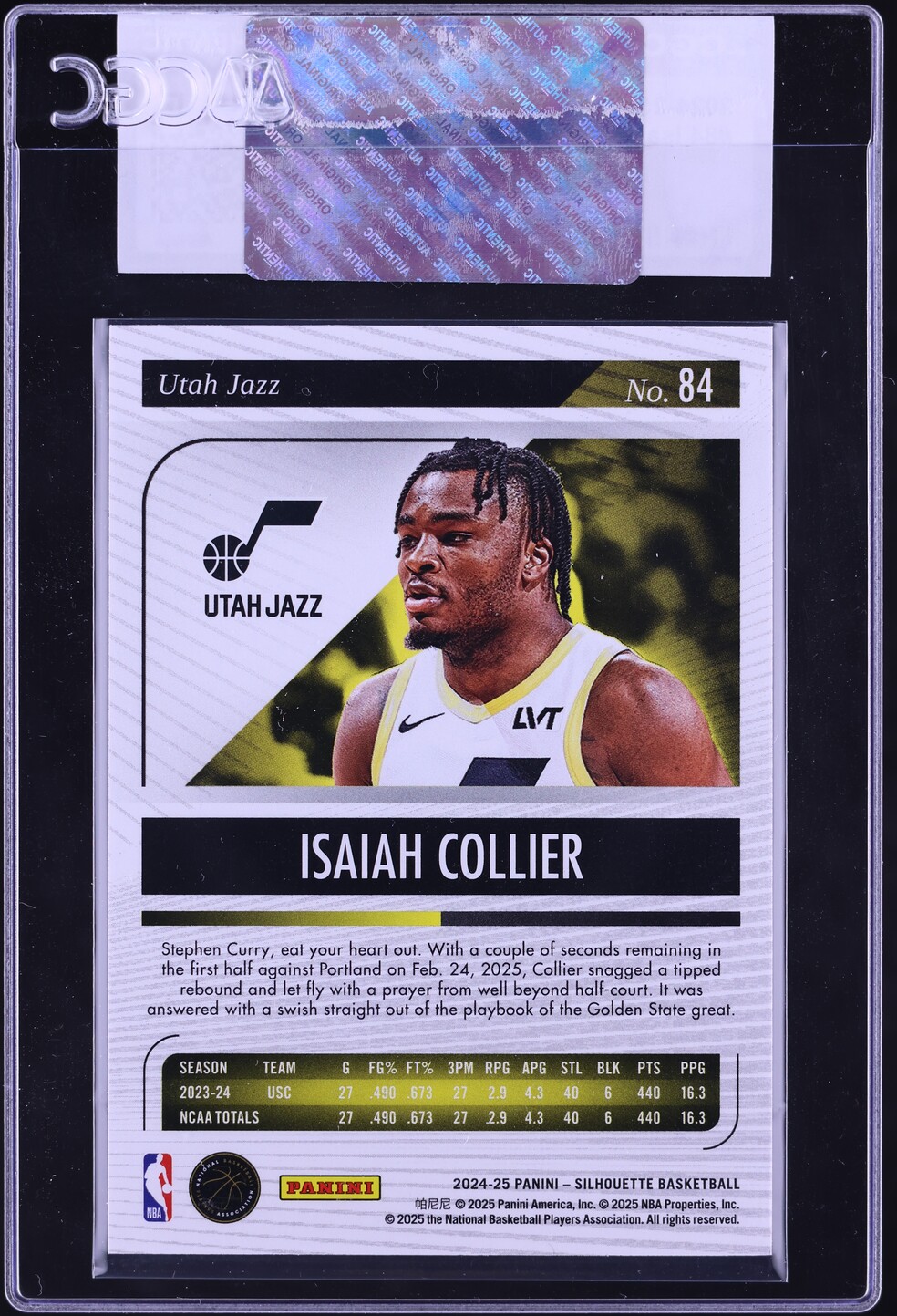 2024 Panini Silhouette Isaiah Collier ROOKIE #84 CGC AUTH