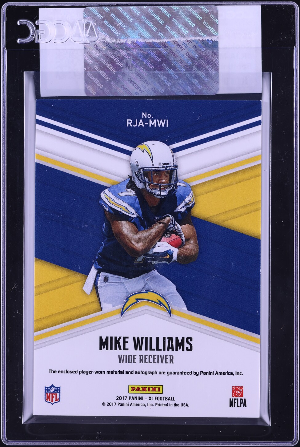 2017 Panini XR Jumbo NFL Logo Mike Williams ROOKIE SHIELD PATCH AUTO 1/1 #RJA-MWI CGC AUTH