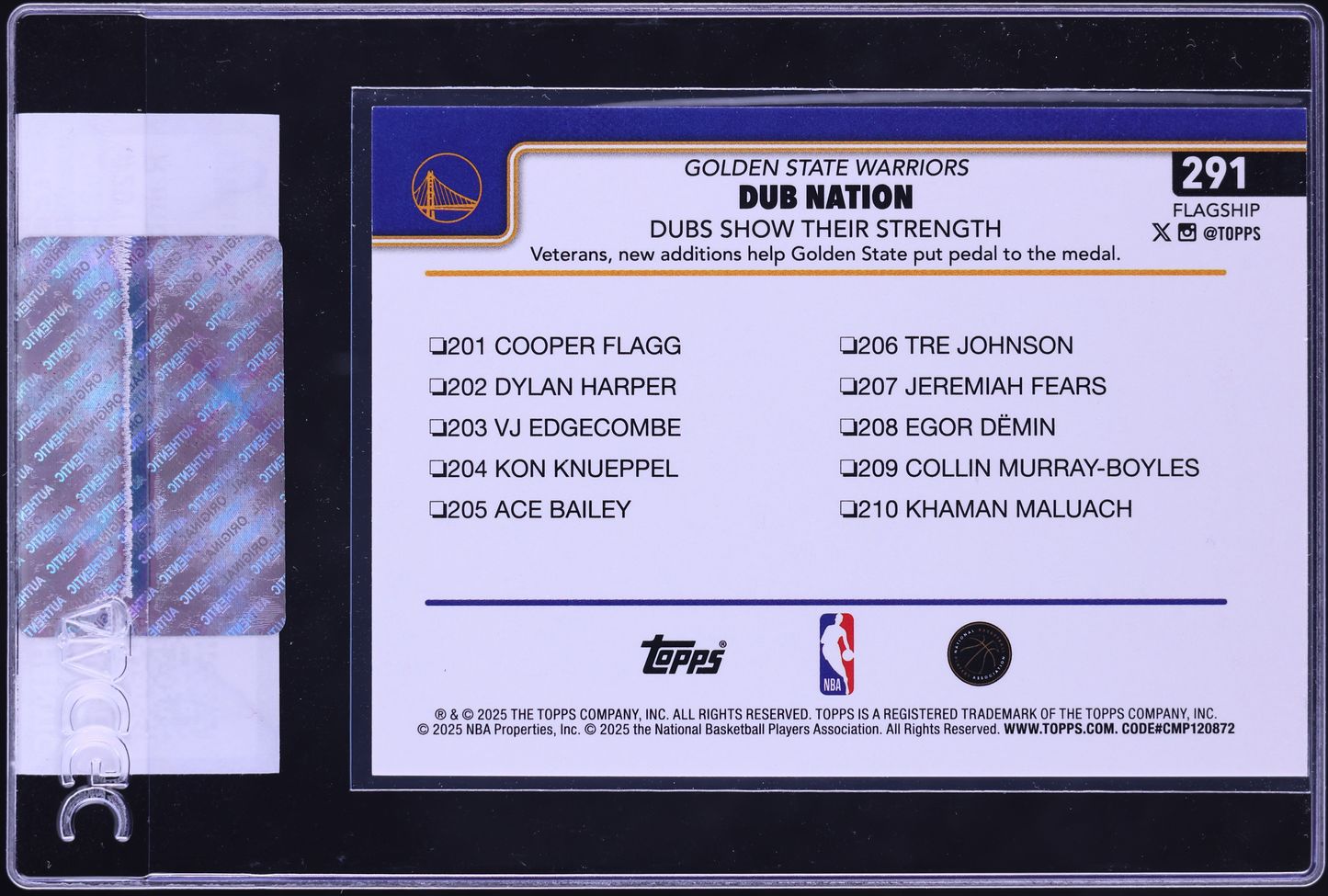 2025 Topps Rainbow Foil Dub Nation w/ Stephen Curry #291 CGC AUTH