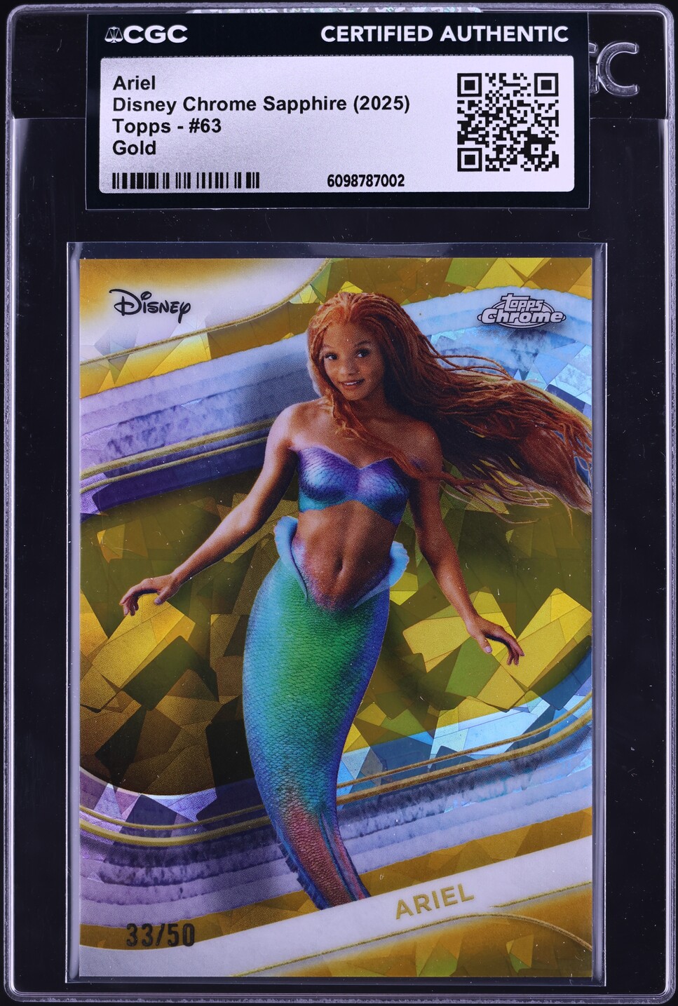 2025 Topps Chrome Disney Sapphire Gold Ariel /50 #63 CGC AUTH on