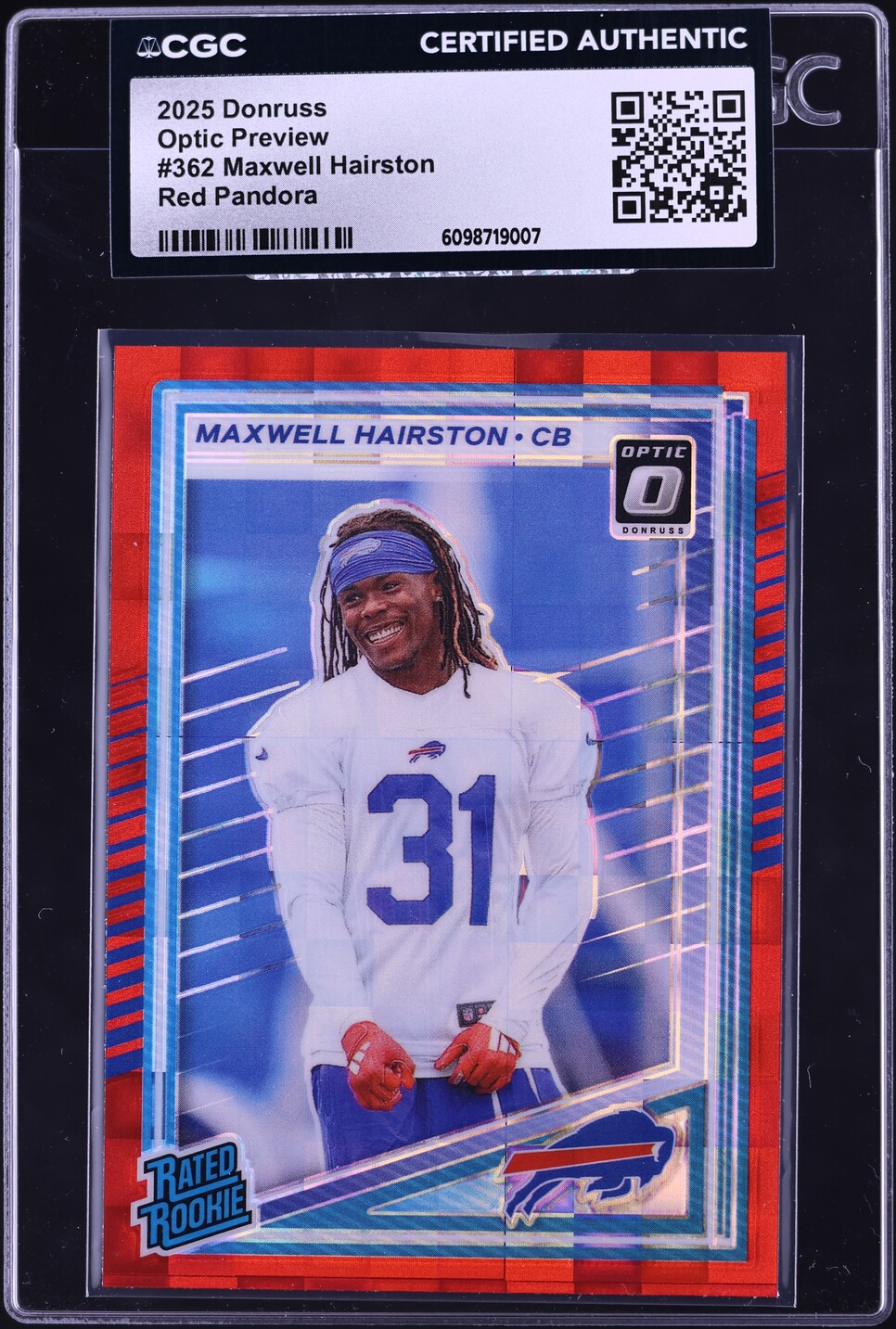 2025 Donruss Optic Preview Red Pandora Maxwell Hairston ROOKIE #362 CGC AUTH