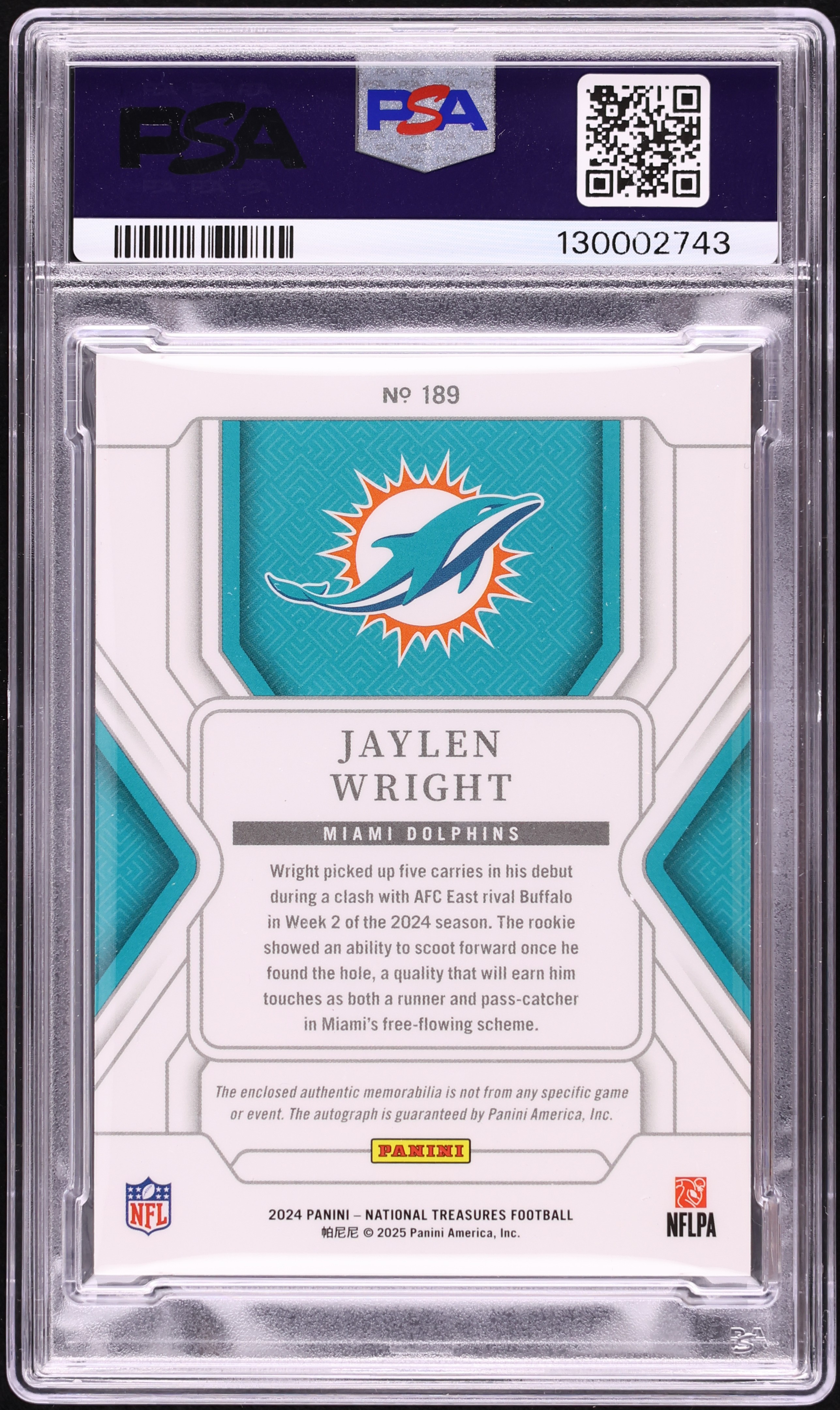 2024 National Treasures Holo Silver Jaylen Wright ROOKIE PATCH