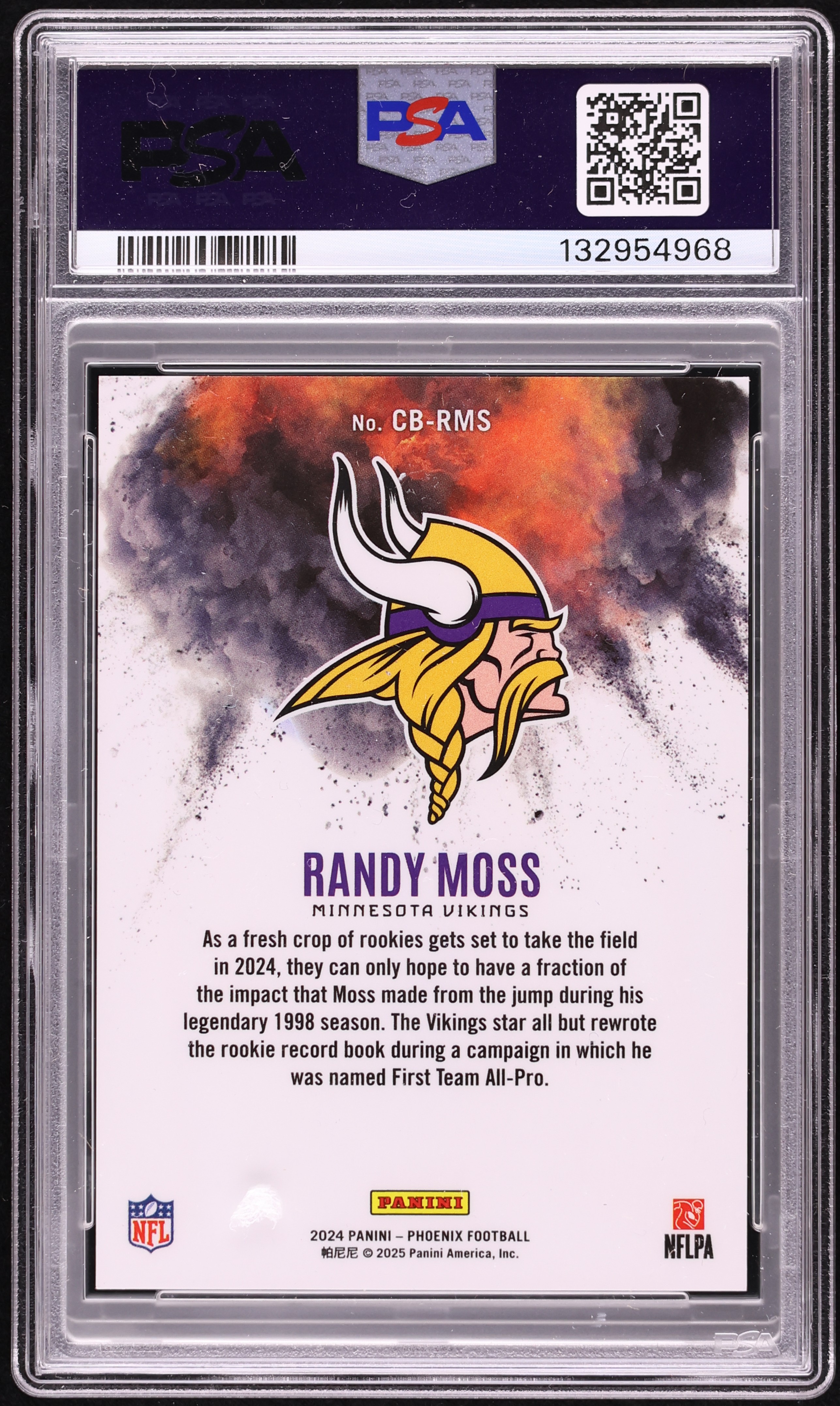 2024 Panini Phoenix Color Blast Randy Moss #CB-RMS PSA 9 MINT on