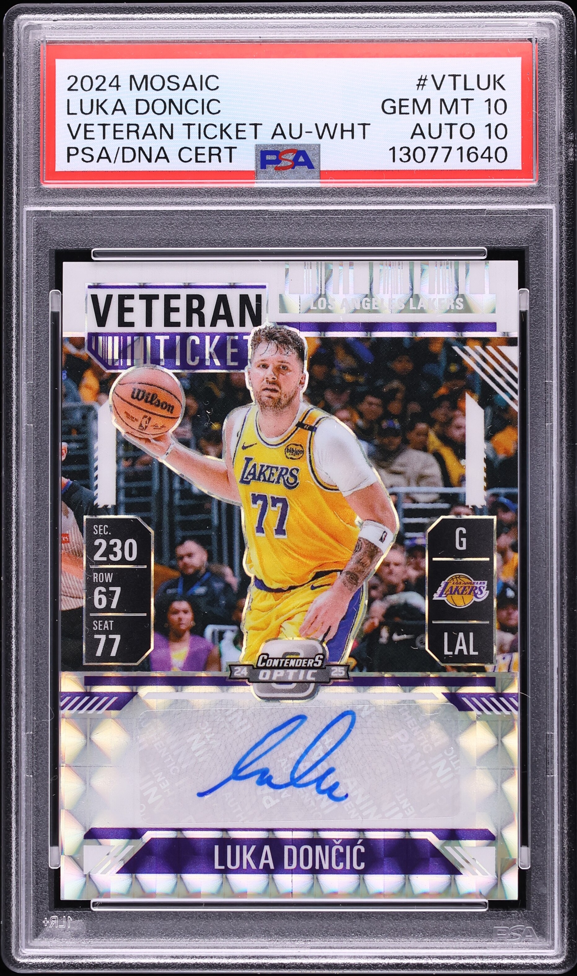 2024 Panini Mosaic Veteran Ticket Luka Doncic AUTO DNA 10 /25 #VT