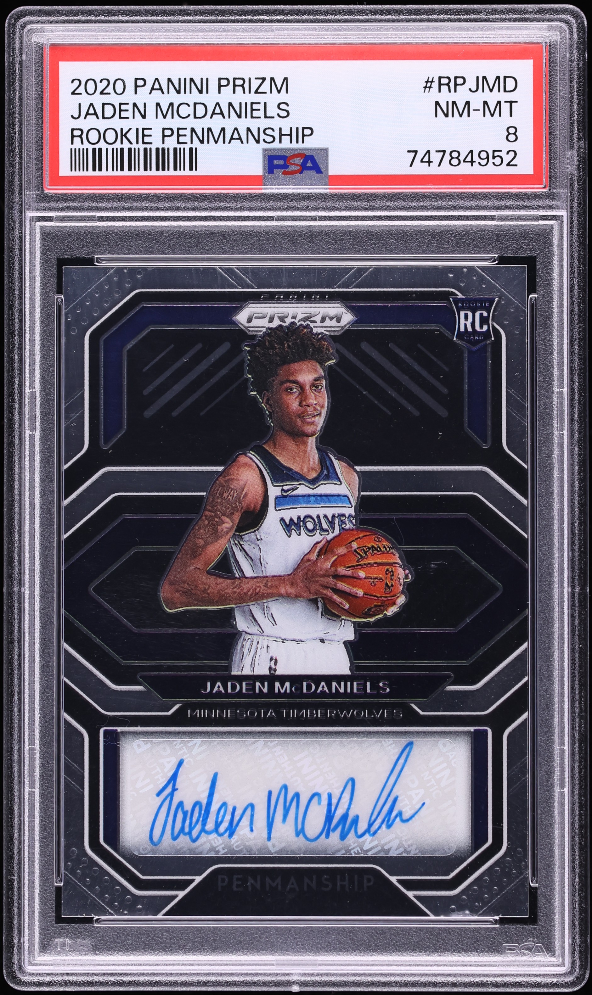 2020 Panini Prizm Penmanship Jaden McDaniels ROOKIE AUTO #RP-JMD