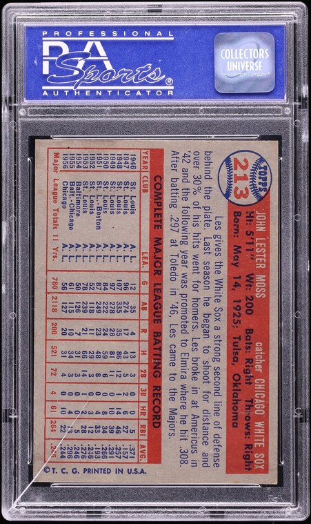 1957 Topps Les Moss #213 PSA 8 NM-MT