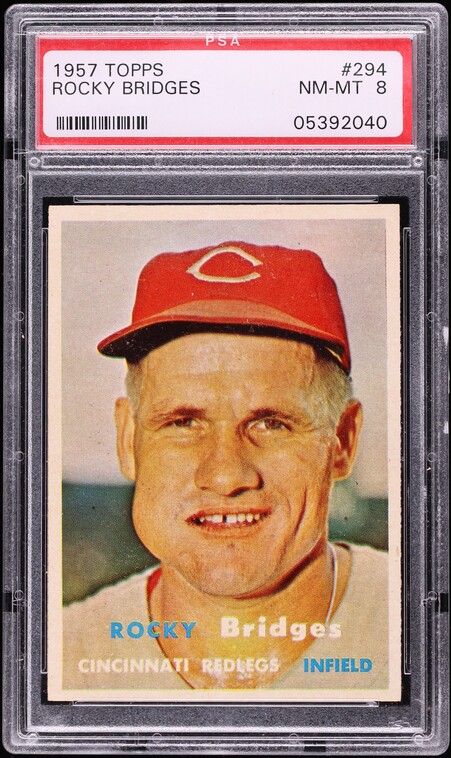 1957 Topps Rocky Bridges #294 PSA 8 NM-MT
