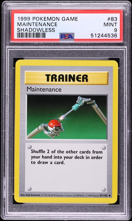 1999 Pokemon Base Set Shadowless Maintenance #83 PSA 9 MINT