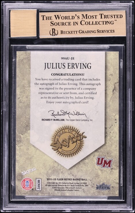 2011 Fleer Retro Autographics '99 Exch Julius Erving AUTO #JE BGS 9.5 GEM MINT