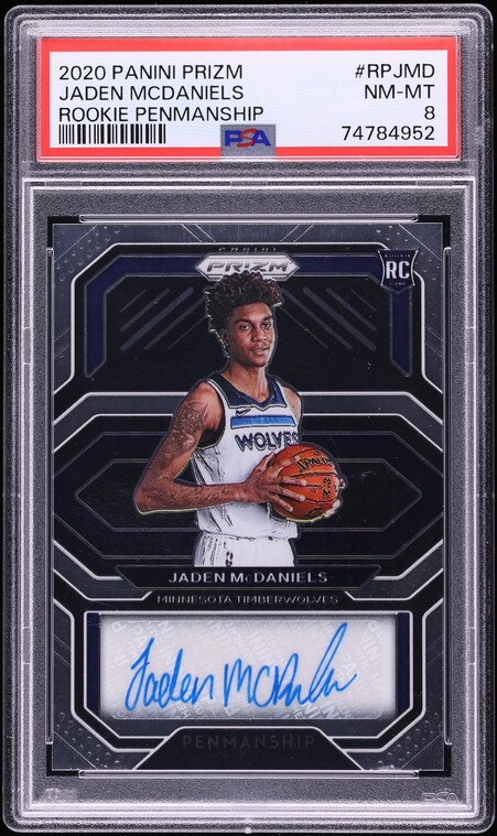 2020 Panini Prizm Penmanship Jaden McDaniels ROOKIE AUTO #RP-JMD