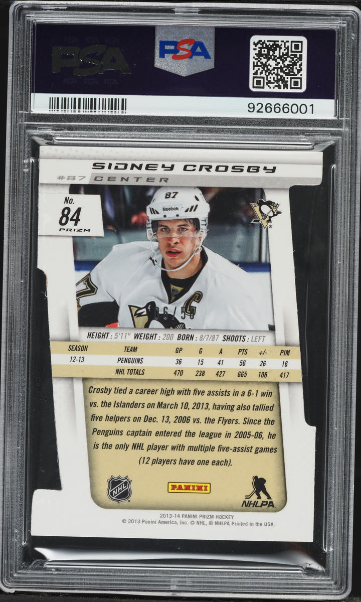 2013 Panini Prizm Orange Die-Cut Sidney Crosby /50 #84 PSA 10 GEM MINT