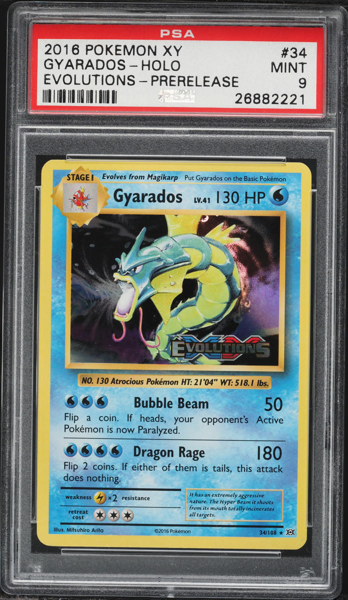 2016 Pokemon XY Evolutions Prerelease Holo Gyarados #34 PSA 9 MINT