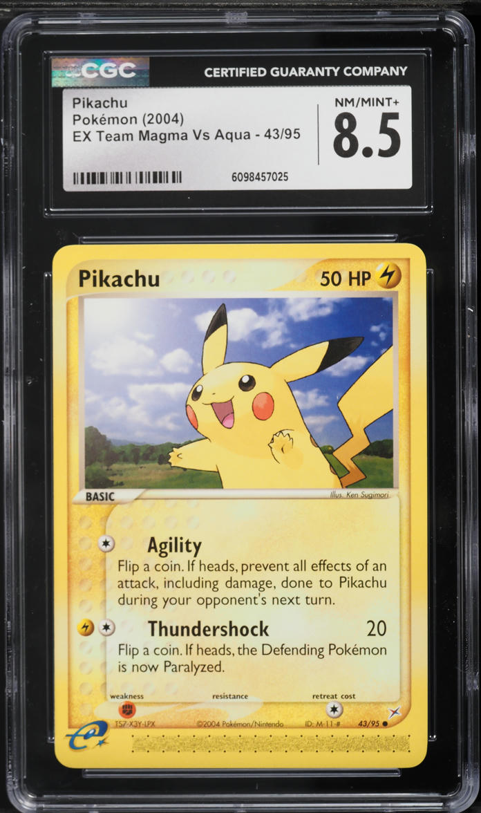 2004 Pokemon EX Team Magma VS Aqua Pikachu #43 CGC 8.5 NM-MT+