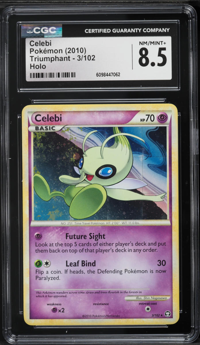 2010 Pokemon Heartgold & Soulsilver Triumphant Holo Celebi #3 CGC 8.5 NM-MT+