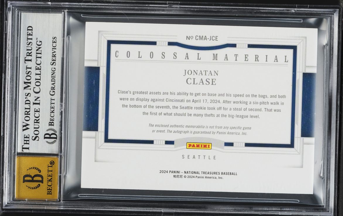 2024 National Treasures Colossal Jonatan Clase ROOKIE PATCH AUTO 1/49 #CMA-JCE BGS 8.5 NM-MT+
