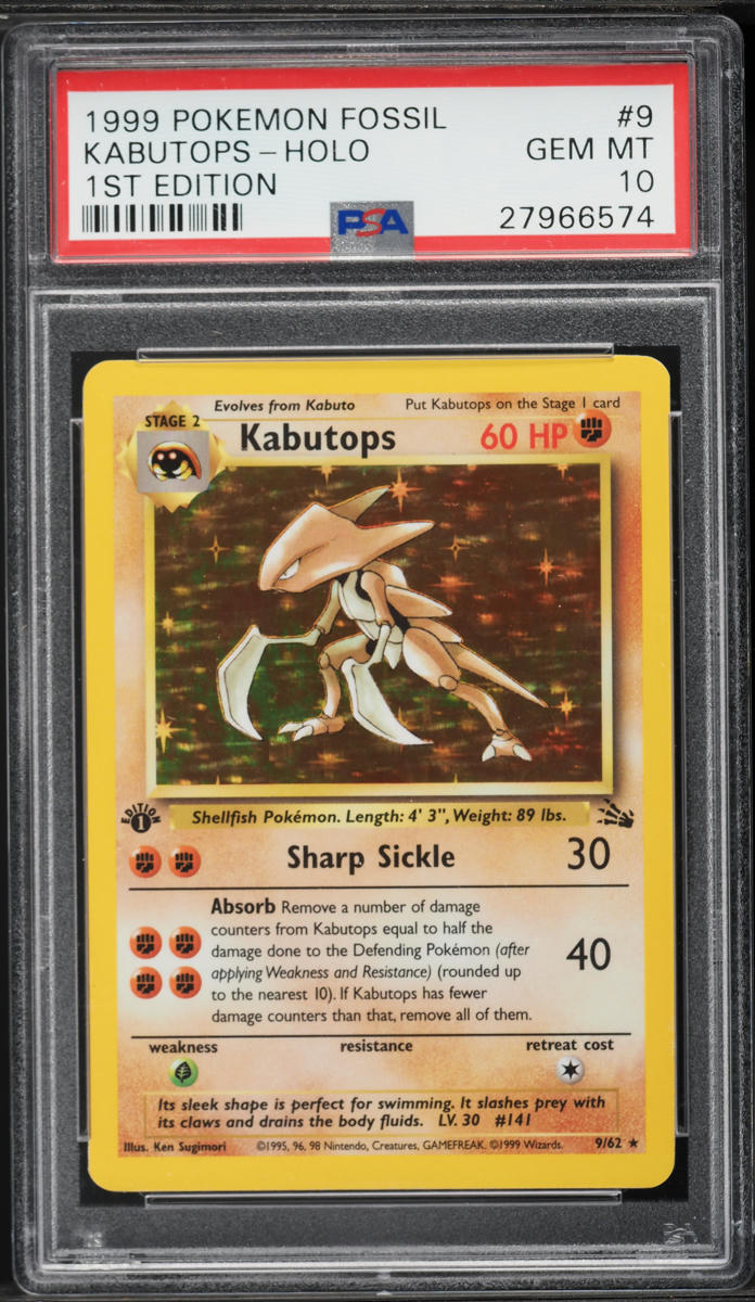 1999 Pokemon Fossil 1st Edition Holo Kabutops #9 PSA 10 GEM MINT