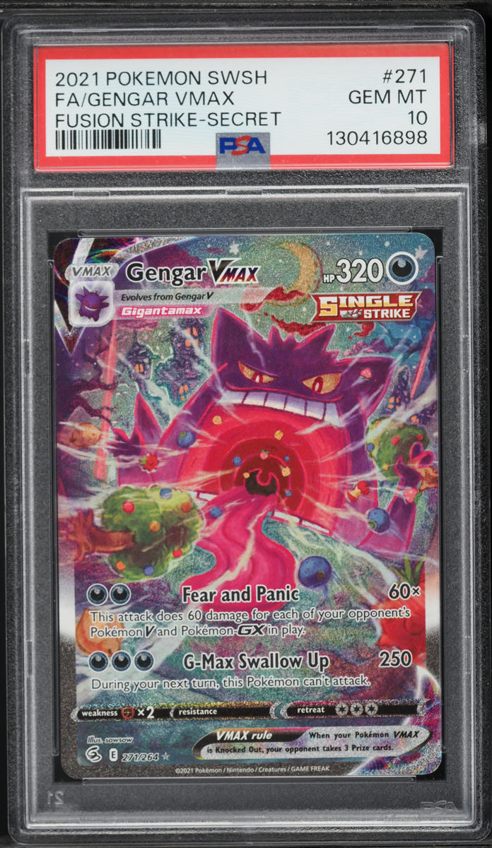 2021 Pokemon Sword & Shield Fusion Strike SEC Gengar VMAX #271 PSA