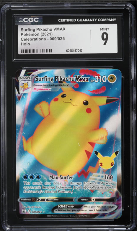 pokemon card surfing pikachu vmax - 009/025 - Celebrations style setup or your main portfolio Surfing Pikachu VMAX 2021 Pokemon