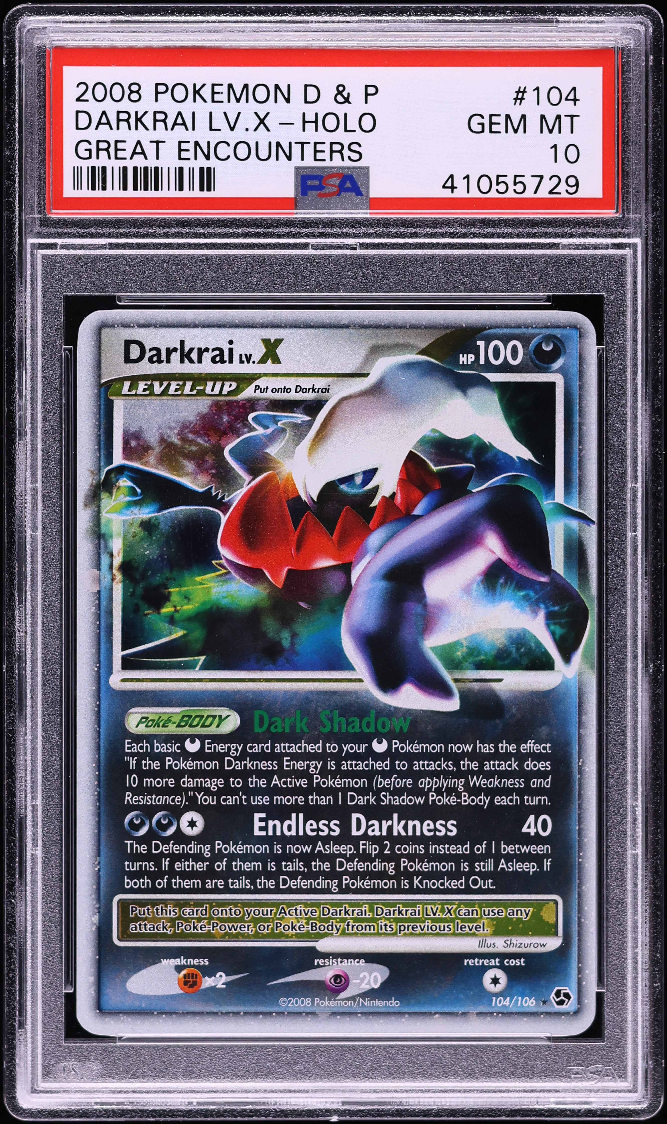 2008 Pokemon Diamond & Pearl Great Encounters Holo Darkrai LV.X
