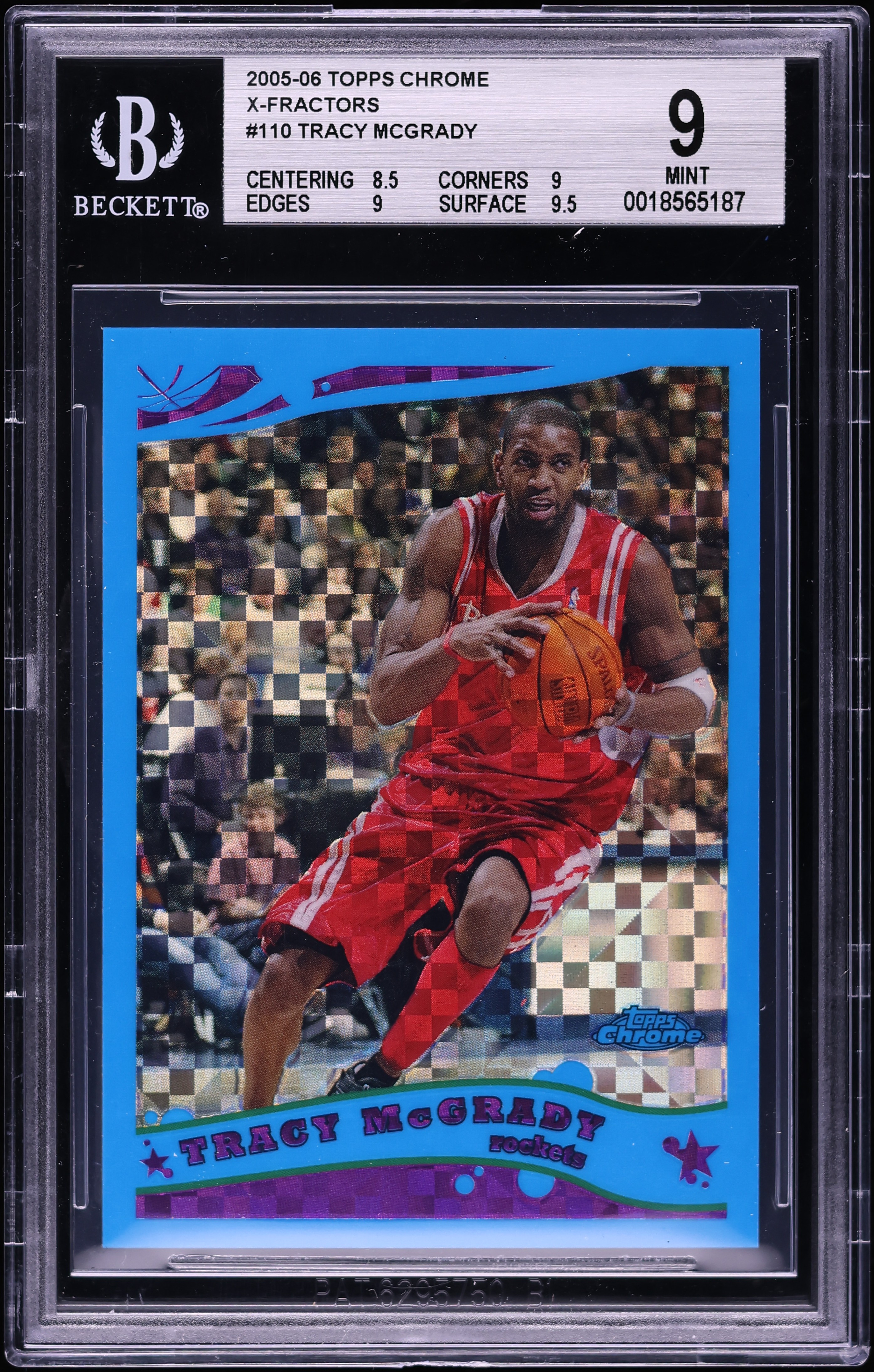 2005 Topps Chrome Blue Xfractor Tracy McGrady /90 #110 BGS 9 MINT