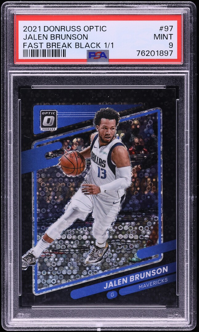2021 Donruss Optic Fast Break Black Jalen Brunson 1/1 #97 PSA 9 MINT