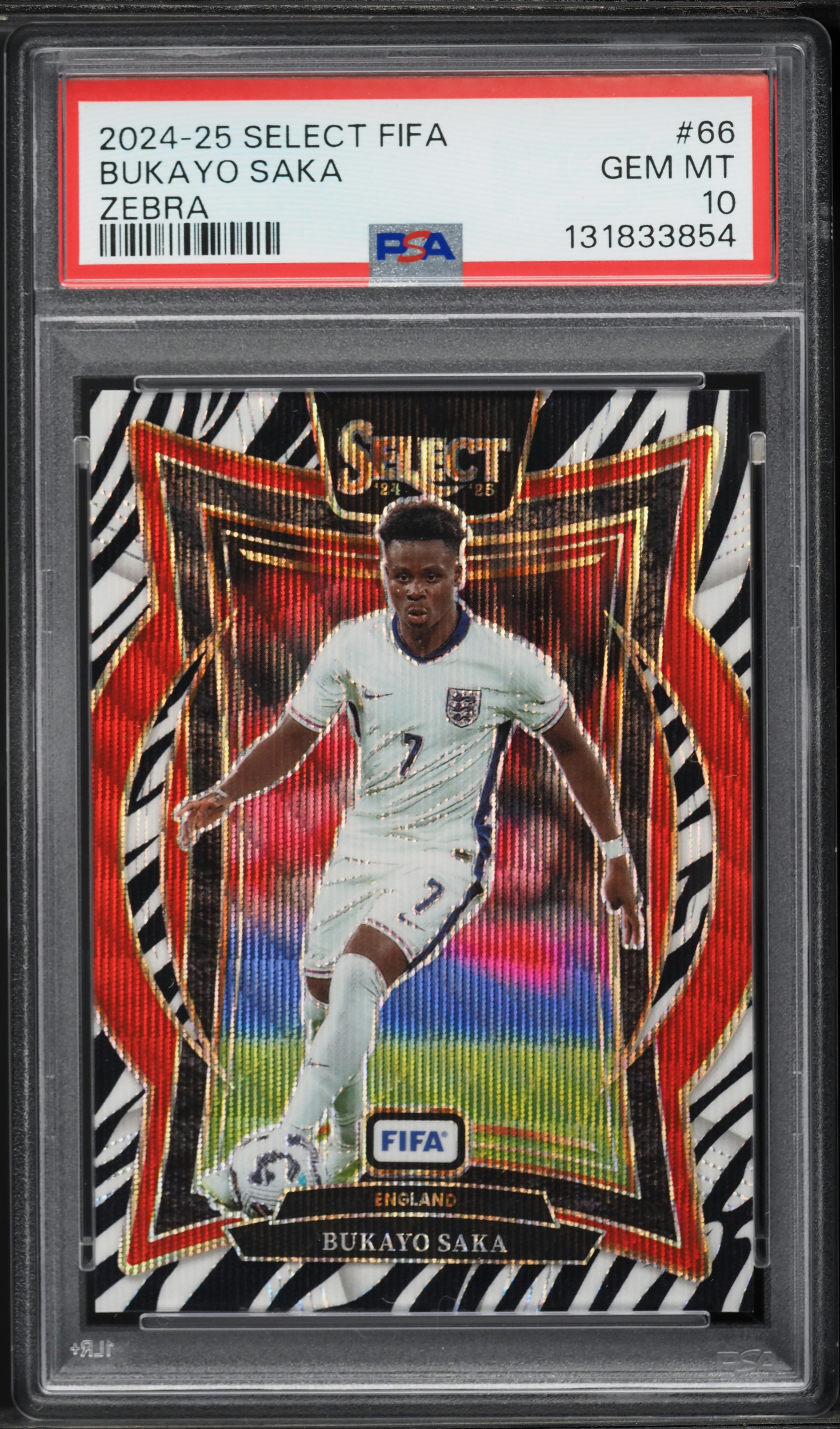 2024 Select Terrace FIFA Zebra Bukayo Saka #66 PSA 10 GEM MINT on