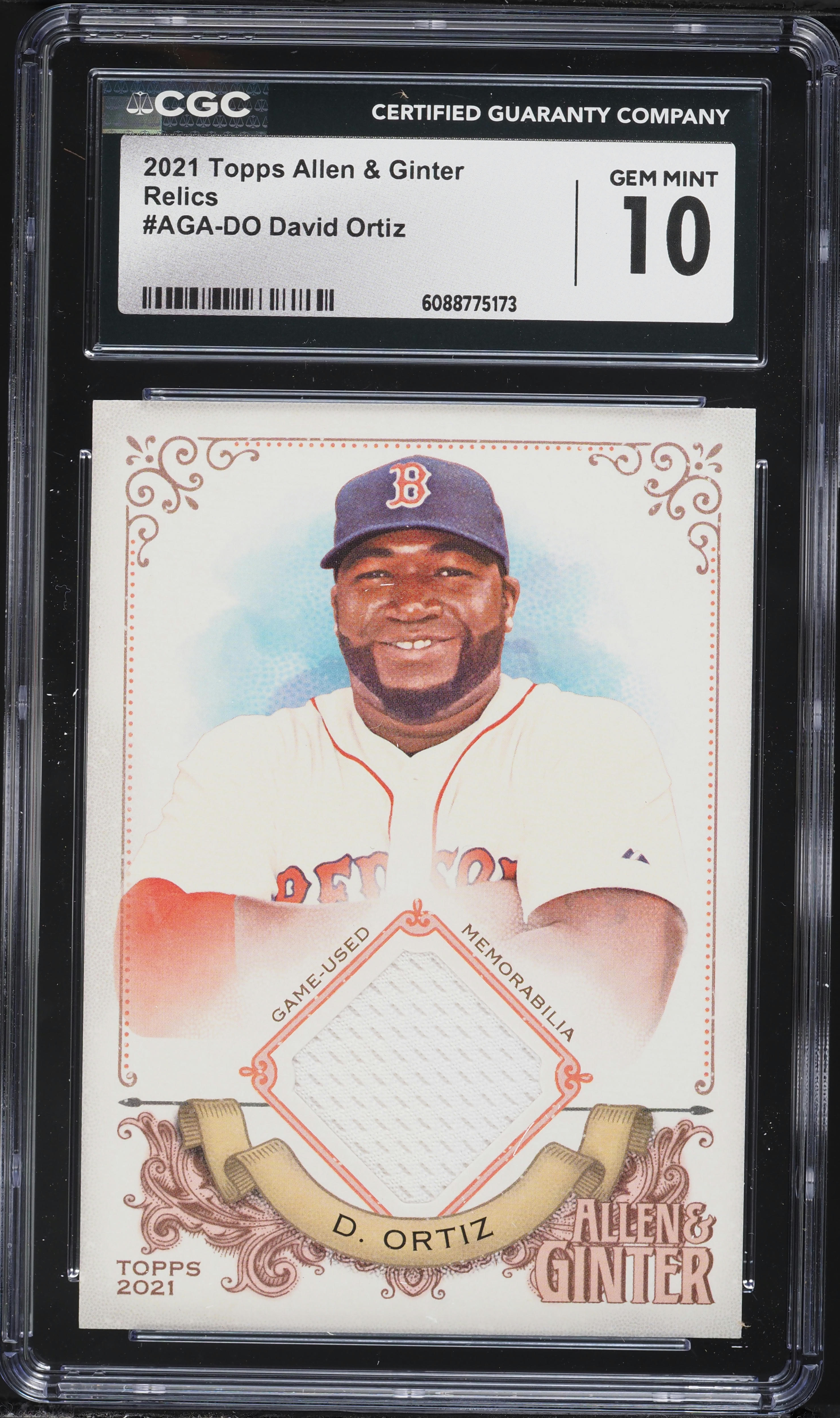 2021 Topps Allen & Ginter Relics David Ortiz PATCH #AGA-DO CGC 10