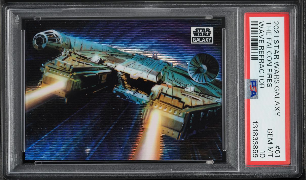 2021 Topps Chrome Star Wars Galaxy Wave Refractor The Falcon Fires /99 #61 PSA 10 GEM MINT